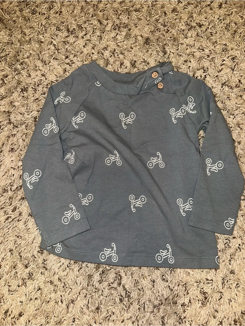 Kids Gray Scooter Print Pajama Set - Long Sleeve & Pants